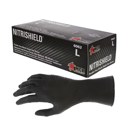 Guante de Nitrilo Negro Desechable 6016B NitriShield Grippaz – MCR Safety